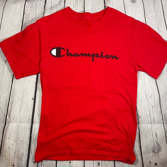 Champion Mens Small Graphic Cotton Tee Script Red Logo - Picture 5 of 7